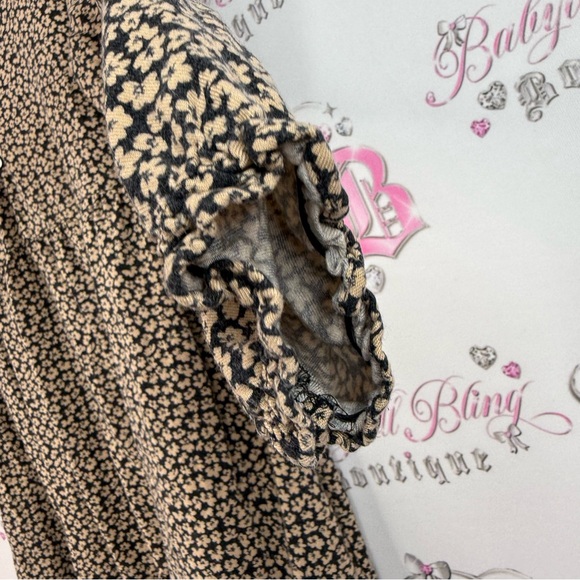 Zara dress, ruffle, tiered, flowers, balloon sleeve, Black and Cream Floral - Picture 5 of 13